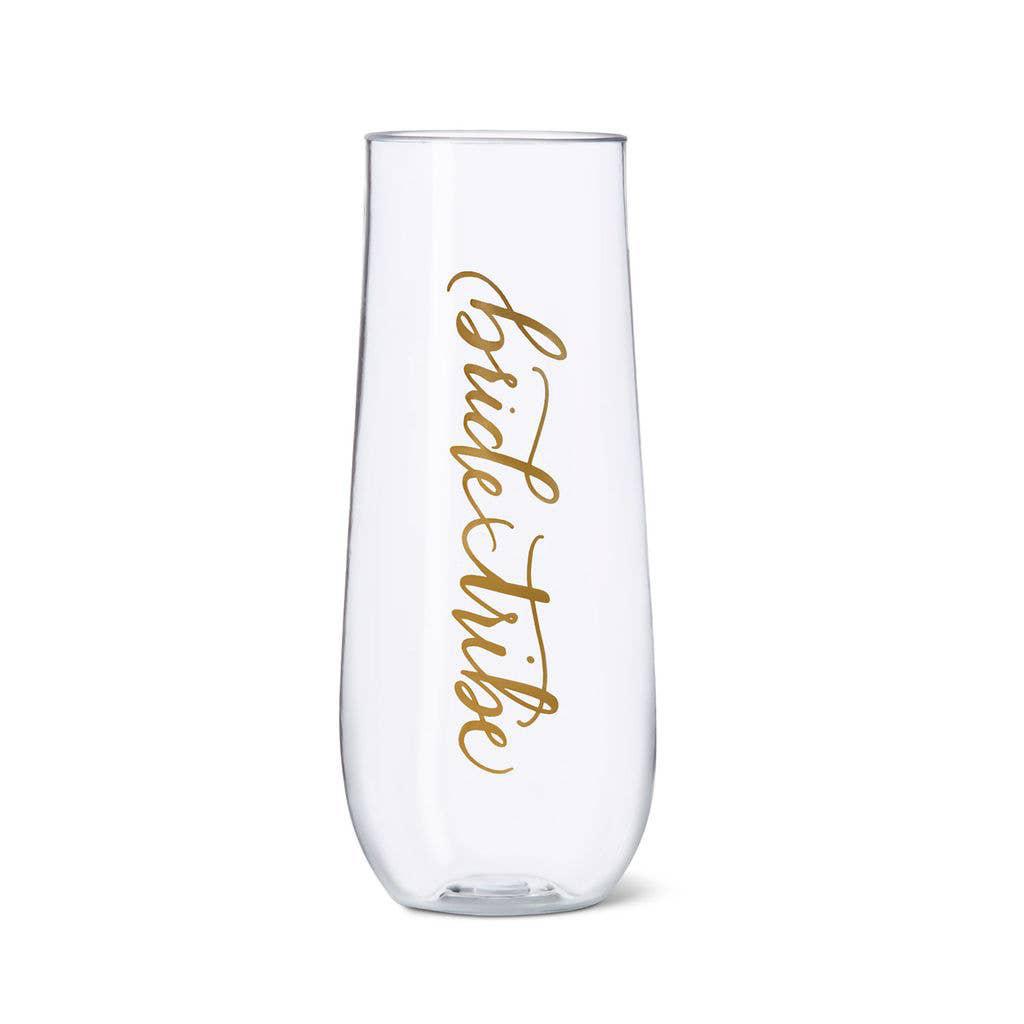 11 oz. Bride Tribe Durable Plastic Stemless Champagne Glass