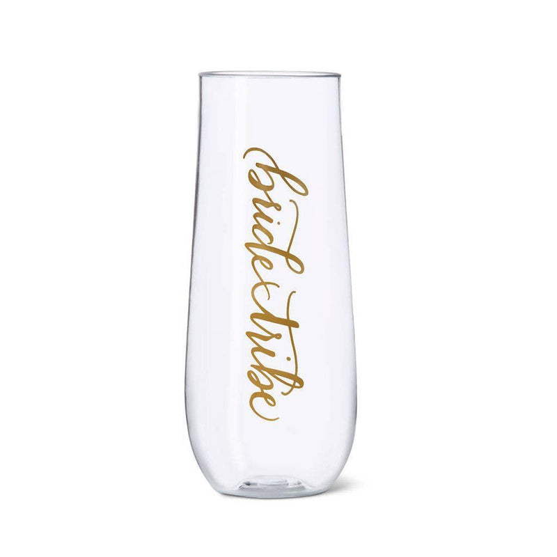 11 oz. Bride Tribe Durable Plastic Stemless Champagne Glass