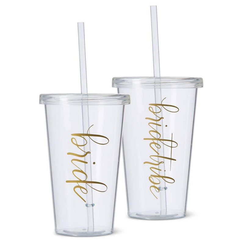 20 oz. Bride Drink Tumblers with Lids/Straws