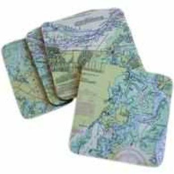 Blue Poppy Designs - Nautical Map Coasters with Cork Backs