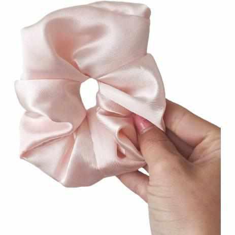 Extra Large Pink Satin Scrunchie