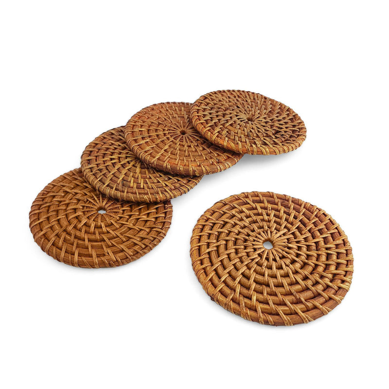 FERN - Coaster Rattan Set Round set of 5