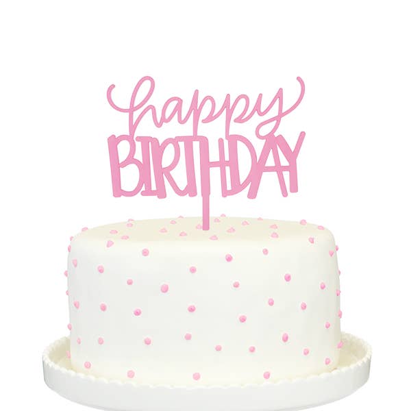 Happy Birthday Cake Topper (Pink)