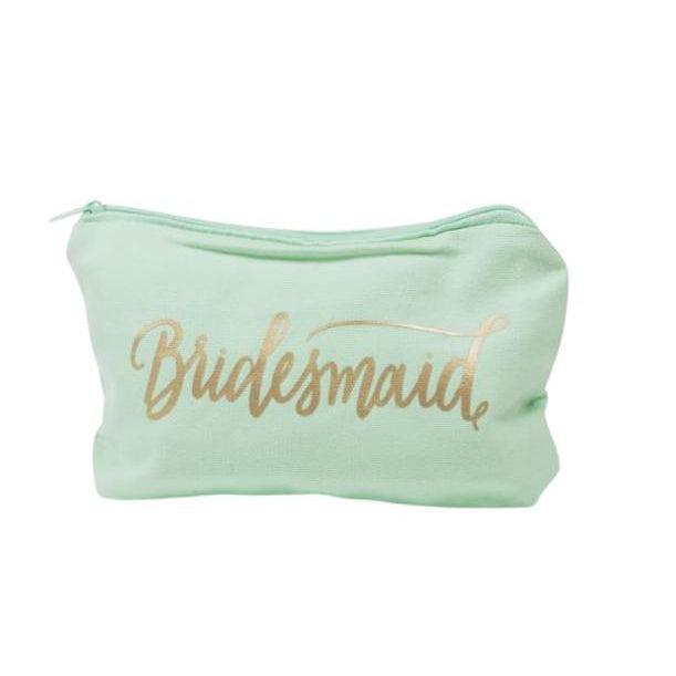 Mint Green Bridesmaid Makeup Bag in Canvas