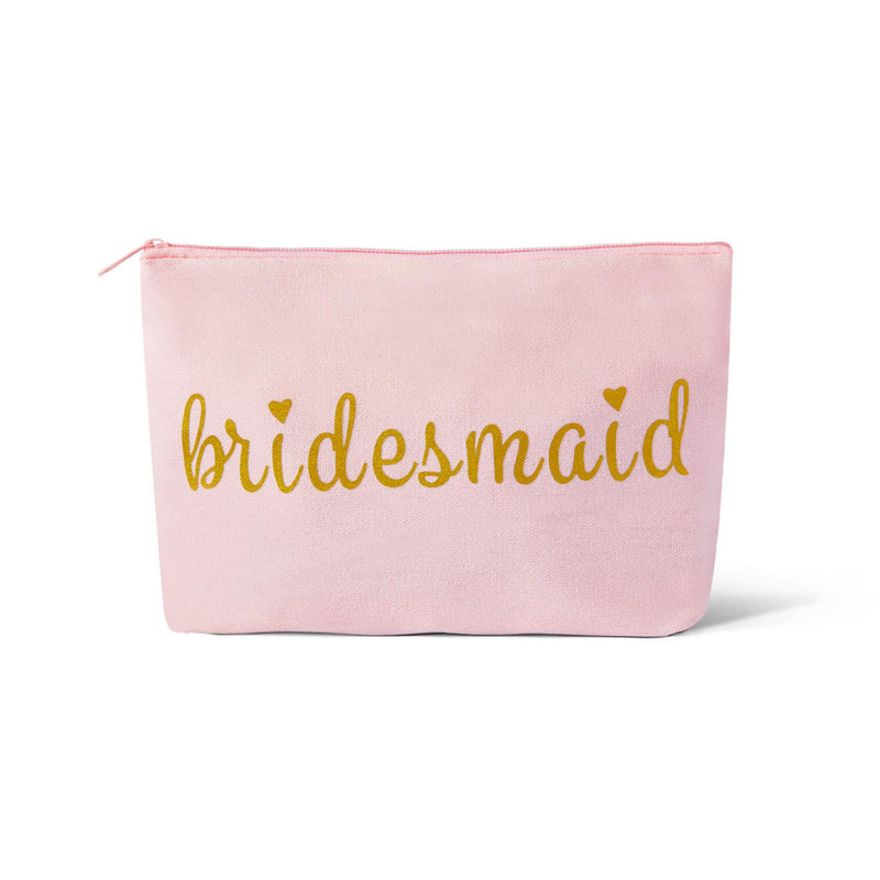 Pink Bridesmaid Makeup Bag in Canvas