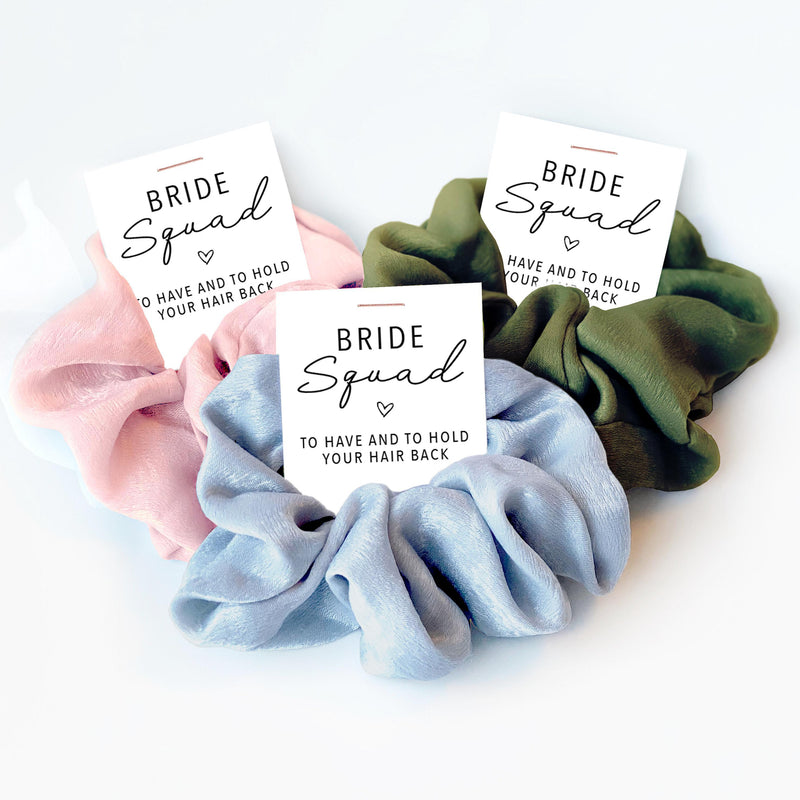 PlumPolkaDot - Bride Squad Hair Scrunchie Bridesmaid Gift Party Favor