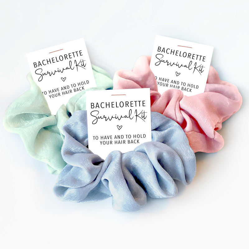 PlumPolkaDot - Hair Scrunchie Bachelorette Party Favor Survival Kit Item