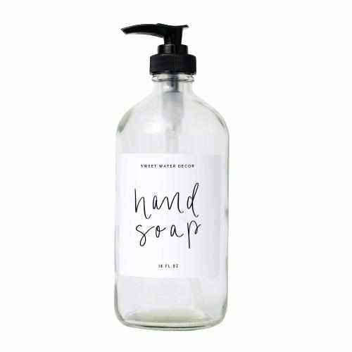 Sweet Water Decor - 16oz Clear Glass Hand Soap Dispenser - White Label