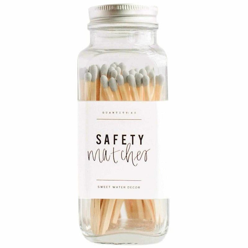 Sweet Water Decor - Grey Safety Matches - Glass Jar
