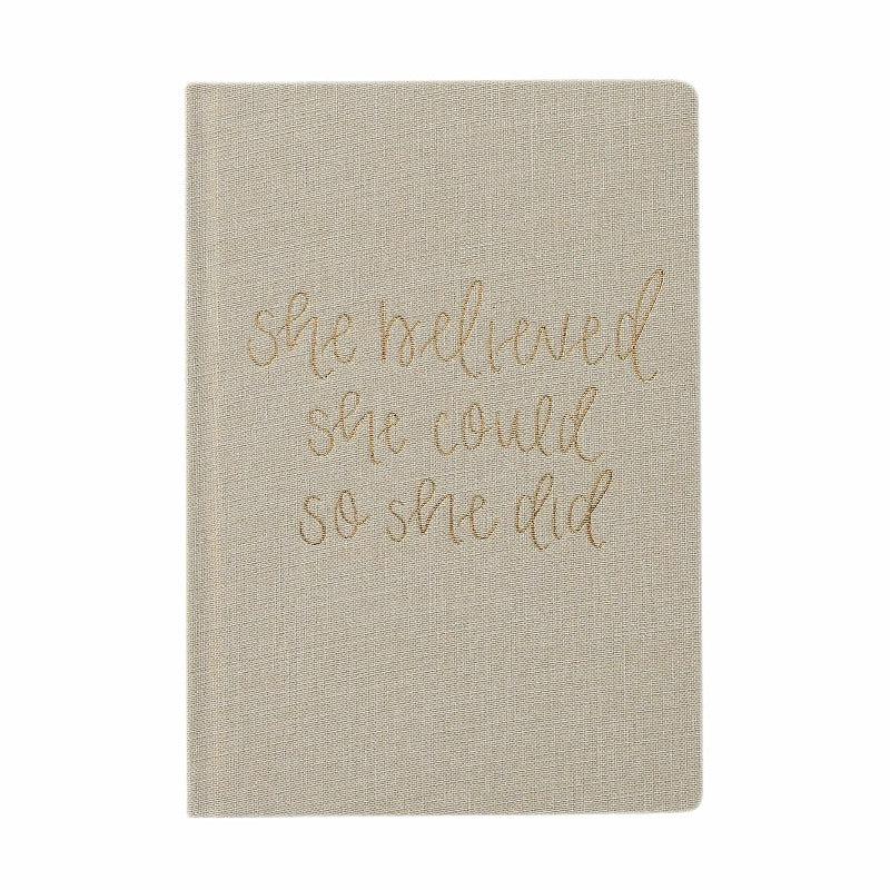 Sweet Water Decor - She Believed She Could Tan Fabric Journal