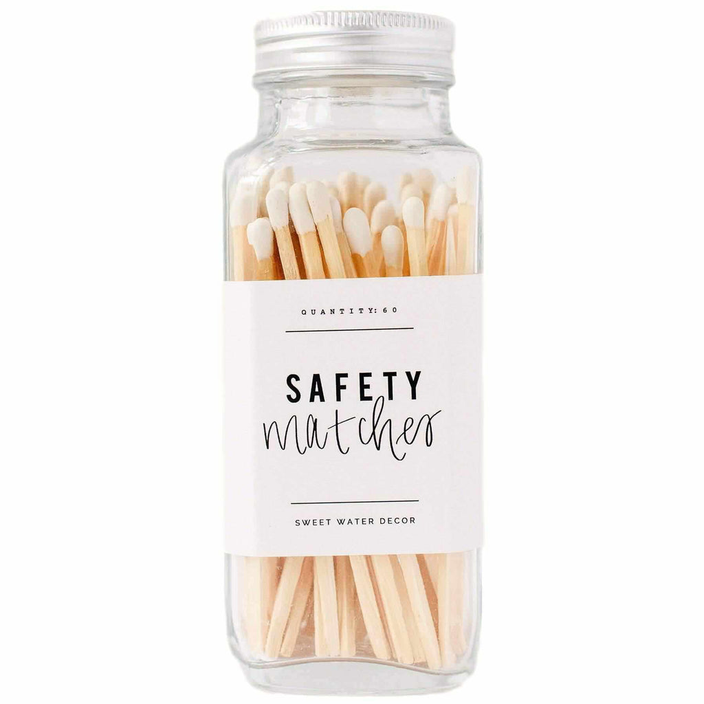 Sweet Water Decor - White Safety Matches - Glass Jar