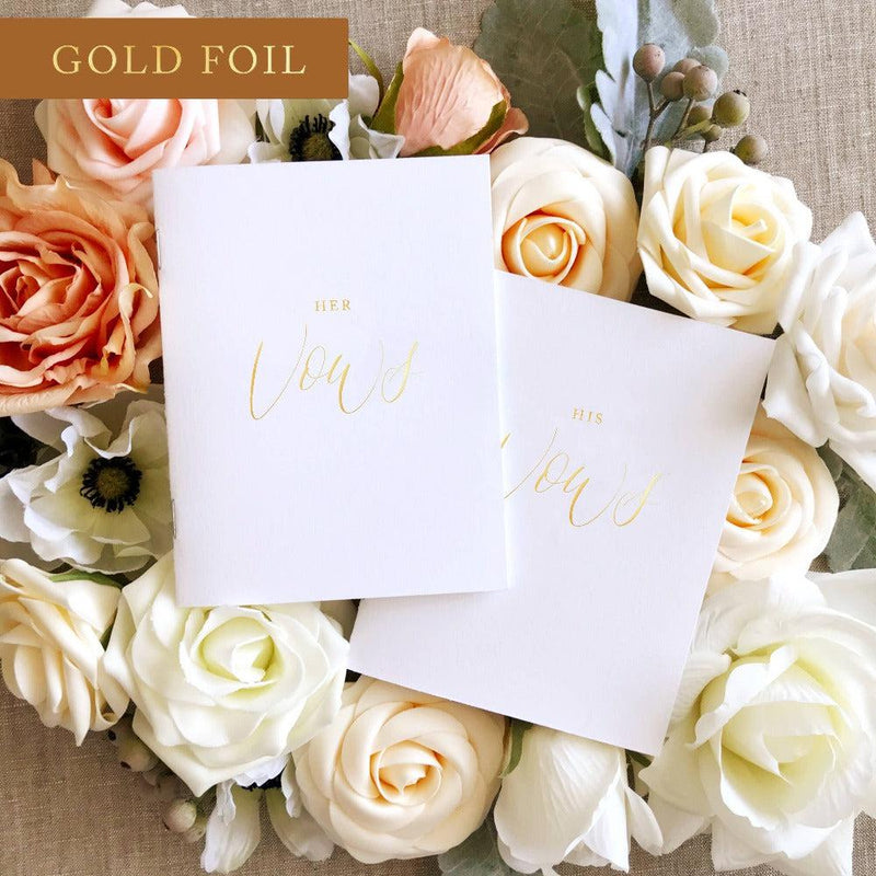 White with Gold Foil Vow Books – Set of 2